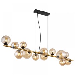Suspensie globuri Riha 56133-13H, 13x3,5W G9 LED, L:120 cm, negru, ambră
