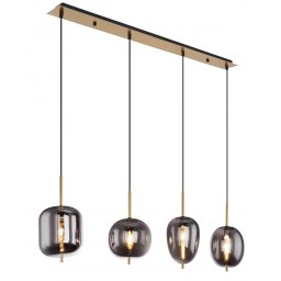 Suspensie globuri Blacky 15345-4MM, 4xE14, L:100 cm, metal alamă, sticlă fumurie