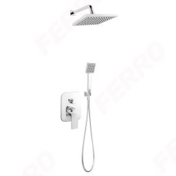 Pachet ingropat all in one 5 in 1 Square: baterie dus ingropata cu cap dus fix si para dus mobila