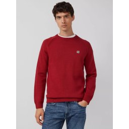 s.Oliver Pulover tricotat barbati, din bumbac cu maneci raglan, Rosu (SELECTATI MARIMEA: 2XL)