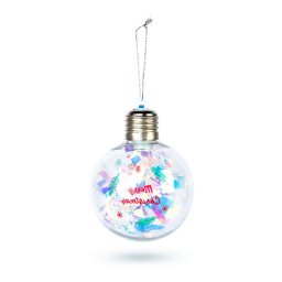 Glob de Crăciun cu LED RGB – transparent – plastic – 8 cm – pe baterii LR44