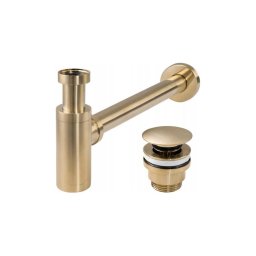 REA-A8586 - Sifon pentru lavoar cu evacuare CLICK-CLACK, auriu periat