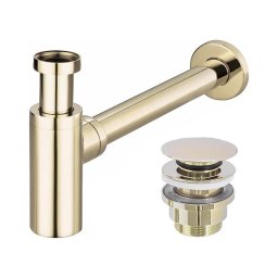 Sifon pentru lavoar REA-A5692 cu ventil CLICK-CLACK, finisaj auriu