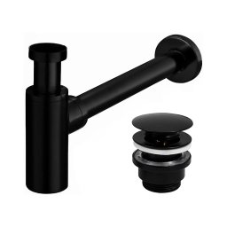 REA-A5215 - Sifon pentru lavoar cu evacuare CLICK-CLACK, Ø 6,4 cm, negru mat