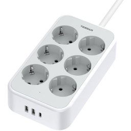 prelungitor tessan ts-ps02de, 6 prize, 2 x usb-a, 1x usb-c, incarcare rapida 25w