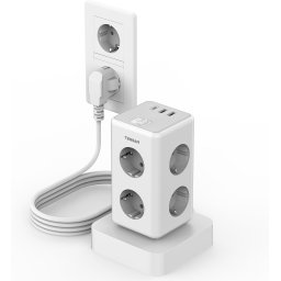 prelungitor tip turn tessan ts-306ts-c, 6 prize, 2 usb, 1 usb-c, 3a, cablu 2m