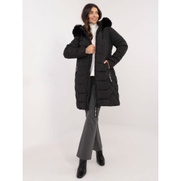 Black down winter jacket with fur