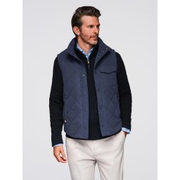 Ombre Men's peach effect quilted sleeveless jacket - navy blue
