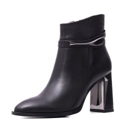 Botine dama din piele naturala, Epica, JIJI70040B 01-N, negru