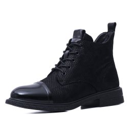 Botine dama din piele intoarsa, PASS Collection, M5M570010B O7-I, negru