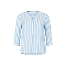 Tom Tailor Women + Bluză albastru deschis / alb