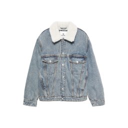 Pull&Bear Geacă de iarnă albastru denim / alb