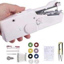 Mini masina de cusut portabila electrica, compacta, pentru reparatii rapide si DIY, ideala pentru haine, perdele si calatorii, alba