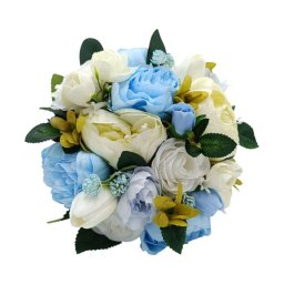 Buchet mireasă/nașă cu flori de mătase în nuanțe alb-bleu - FEIS510005