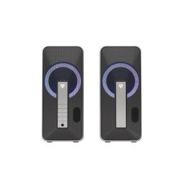 Sistem audio Genesis HELIUM 100BT 2.0, putere maxima RMS 10 W, iluminare RGB, material ABS, metal, conectivitate mini jack, bluetooth 5.0, negru