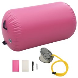 Rulou de gimnastica gonflabil cu pompa, roz, 100 x 60 cm, PVC GartenMobel Dekor