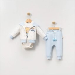 Set 100% Bumbac Certificat OEKO-TEX, 3 Piese, Baietei - Baby Boy