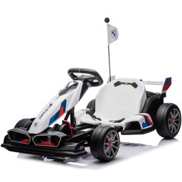 Kart electric cu functie Drift, BMW Motosport putere 500W, sasiu ajustabil, Alb