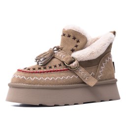 Ghete dama imblanite din piele intoarsa, O-JOO, GWEN ETNO OL52505A, taupe