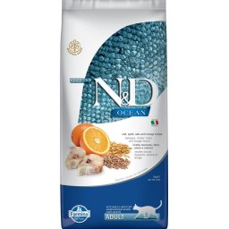 FARMINA N&D Ocean Cat Adult Cod, Spelt, Oats & Orange 10 kg Sac hrana uscata pisici, cu cod, spelta, ovaz si portocala
