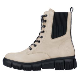 Ghete dama, Rieker, X3414-60-Bej, casual, piele ecologica, imblanite, cu talpa joasa, bej (Marime: 41)