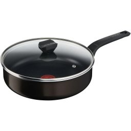 Tigaie saute cu capac Tefal Simply Clean, Thermo-Signal, invelis antiaderent din titan, 24 cm