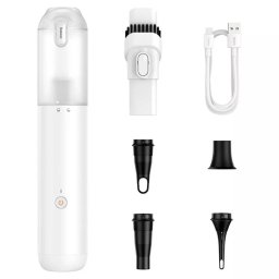 Aspirator de mana Baseus A3 Lite, putere aspirare 12000pa, suporta incarcare QC3.0, filtru HEPA, acumulator 6000mAh cablu inclus Type-C la USB, 100 W, Alb