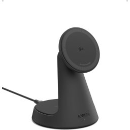 Incarcator wireless Anker MagGo Stand Qi2 360 15W, pentru iPhone 16/15/14/13/12, Negru