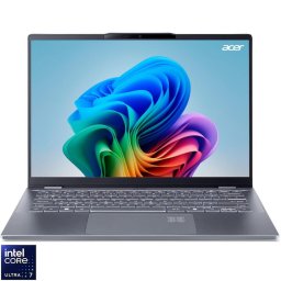 Laptop Acer Swift 14 AI OLED SF14-51-78FT, Procesor Intel® Core™ Ultra 7-256V, Display 14" WUXGA (1920x1200) OLED, Memorie RAM 16GB LPDDR5x, Capacitate 1TB SSD, Placa video integrata Intel® Arc™ Graphics, Windows 11 Home, Steel Gray (INT Keyboard)