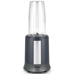 Blender portabil Zelmer ZSB3200, 1200 W, 6 lame din otel inoxidabil, 2 capace sport cu flip-top, Negru