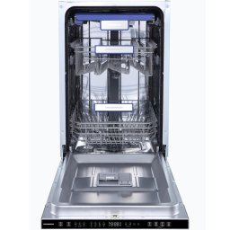 Masina de spalat vase incorporabila Heinner HDW-BIM45710AD+++, 10 seturi, 7 programe, Display LED, Auto-door opening, Aquastop, Clasa D, 45 cm, Inox