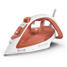Fier de calcat Tefal EasyGliss Eco FV5782E0, 2800 W, abur variabil 50 g/min, talpa Durilium Airglide, mod Eco, Alb & Portocaliu