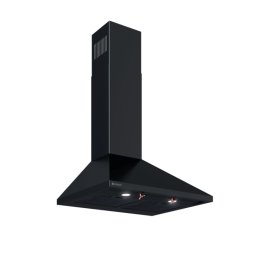 Hota decorativa, retro de perete, Globalo Bertez 60.2,Clasa energetica B, latime 60 cm, adancime 50 cm, control cu butoane, interval de viteza: 3 trepte, max. 560 m3/h, Neagra