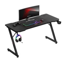 Birou gaming Huzaro, Hero 3.3, 140 x 60 x 74 cm, inclusiv mousepad 80 x 58 cm, 2 Intrari Pentru Cabluri, Negru