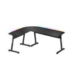 Birou gaming de colt, Huzaro Hero 6.0 RGB, dimensiuni 147 x 112 x 74 cm, Otel, Picioare ajustabile, Negru
