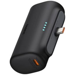 Baterie Externa Baseus Compact, 5000mAh, 20W, PD, 2 x USB-C, Neagra