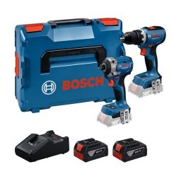 Bosch - GSR 18V-65 + GDR 18V-215 - Masina de gaurit si insurubat, 63 Nm + Masina de insurubat cu impact, 215 Nm, M6-M16 + Set 2 acumulatori si incarcator, Li-Ion, 18 V, 5 Ah + Valiza speciala