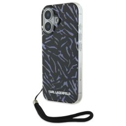 Husa Husa pentru iPhone 16 Plus - Karl Lagerfeld Hardcase (KLHCP16MHZBPKCCU) - Purple Zebra With Cord