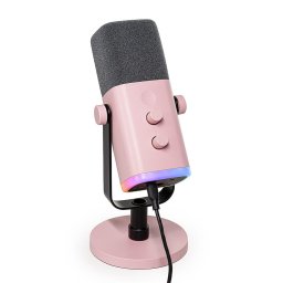 Microfon Microfon dinamic de studio Fifine AM8P AMPLIGAME USB/XLR RGB roz