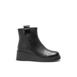 Ghete joase Pass Collection negre din piele naturală, cu talpa wedge OTR70007-38 EU