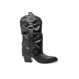 Cizme ciocate damă Epica negre din piele naturală, cu carâmb suprapus OTR70001-40 EU