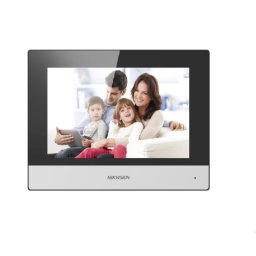 Monitor videointerfon modular 7" color Hikvision DS-KH6320-TE1; ecran LCD 7" color cu touch screeen, rezolutie ecran 1024 × 600; design modern; Conectivitate: 10/100 Mbps self adaptive network ; TCP/IP, SIP, RTSP; Comunicare audio video bidirectionala; me