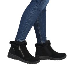 Botine dama din piele intoarsa, Rieker L7188-00, negru