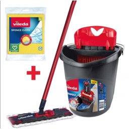 Mop cu galeata Ultramax Box Plastic, 1.8 kg, Rosu/Negru