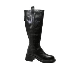 Cizme damă înalte Pass Collection cu carâmb moale, negre din piele naturală OTR470015-38 EU
