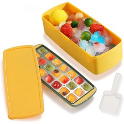 Set de tava pentru cuburi cu recipient de depozitare Homquen, plastic, galben, 28 x 12,8 x 8,6 cm