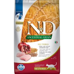FARMINA N&D Low Grain Hrana pentru pisicile adulte castrate, cu pui si rodie 5 kg