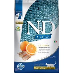 FARMINA N&D Ocean Hrana pentru pisici sterilizate, cu hering si portocala - 5 kg
