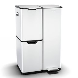 Klarstein Coș de gunoi Tiyo 3 în 1 60 l, 30 l + 17 l + 13 l, sortare deșeuri, închidere silențioasă, capac din oțel inoxidabil (KG28-I-60-white)