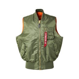 ALPHA INDUSTRIES Vestă 'MA-1' oliv / roșu